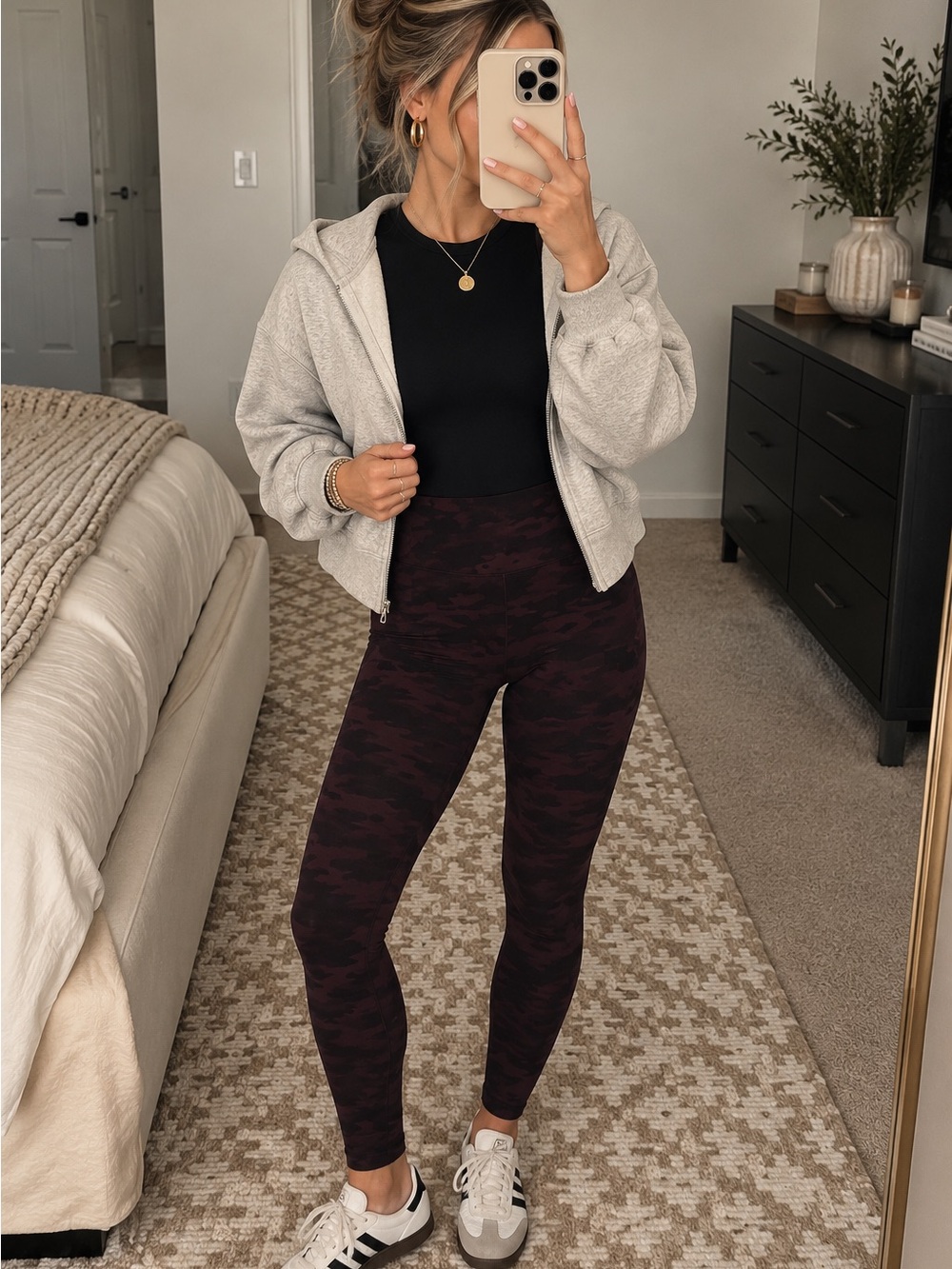SPANX High-Waist Maroon Camo Leggings